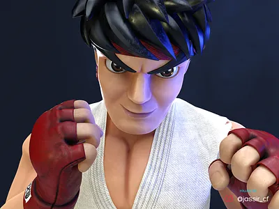 Ryu White 3d adobe art toy character design design digitalart fanart game gameart illustration logo render street fighter