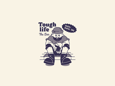tough life — the bar for wistful ones bar cartoon design fun illustration logo old retro sadness vintage