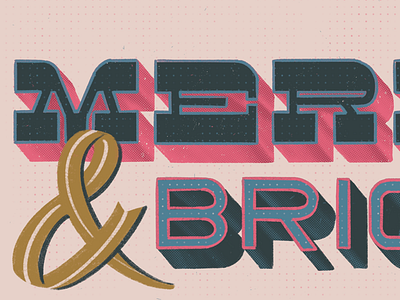 Merry & Bright 3d lettering outline procreate san serif serif