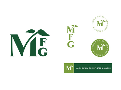 MFG Logo badge brand identity branding letter m logo logo design monogram plant serif