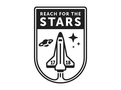 Reach for the Stars Theme Logo [option1] badge bw space type