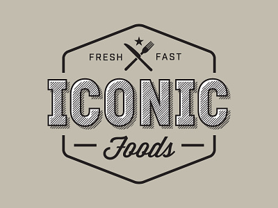 Iconic Food Logo badge bw craft logo san serif stripped vintage