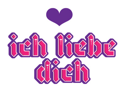 I love you blackletter hearts inline lettering shadow