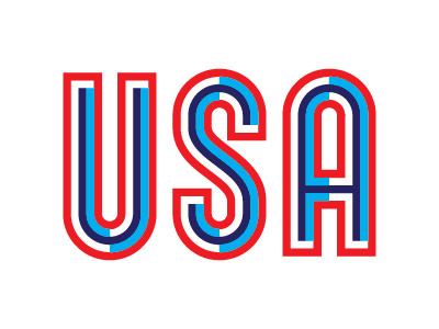 USA inline lettering outline san serif shadow