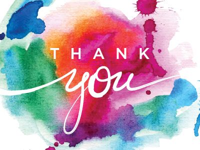 Thank You lettering script watercolor