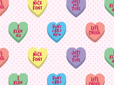 Graphic Design Conversation Hearts hearts lettering procreate app valentine day