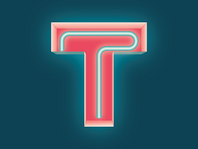 36 Days of Type: Letter T letter lettering neon san serif vector