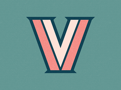 36 Days of Type: Letter V halftone inline letter lettering outline serif vector