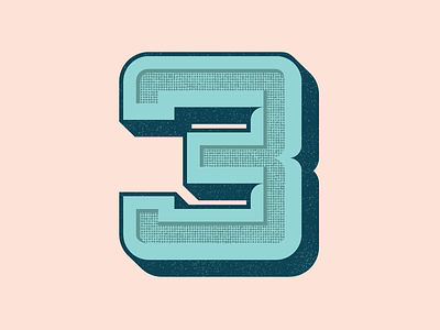 36 Days of Type: Number 3 dimension halftone lettering number shadow vector