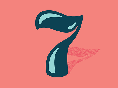 36 Days of Type: Number 7 brush script lettering number shadow vector