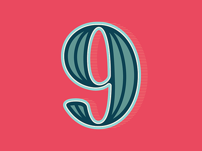 36 Days of Type: Number 9 lettering number number 9 outline shadow vector