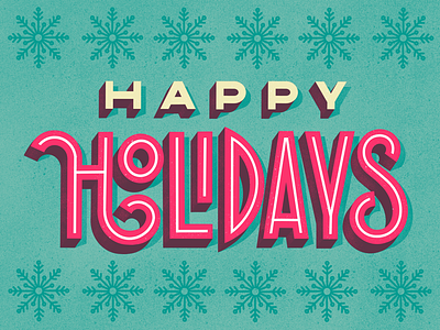Happy Holidays dimensional in line lettering procreate san serif shade shadow texture