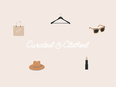 Curated & Clothed Brand Illustrations branding design fashion feminine graphic design icon illustration logo submark