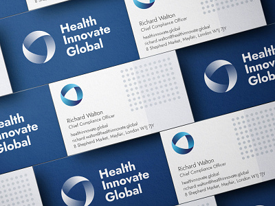 Health Innovate Global print design and branding blue brand design brand identity branding business card icon logo logo design logo designer print print design
