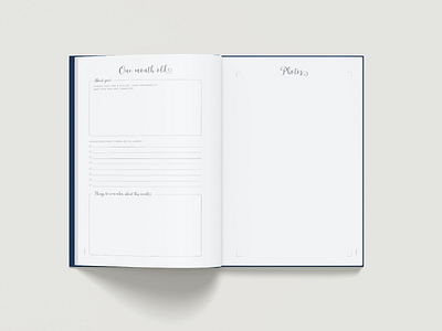 Book layout design for hard cover memory journal