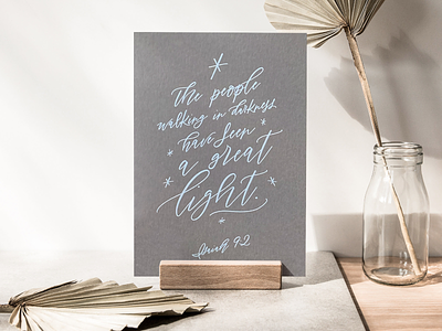 Christmas card typography with white ink brush script hand lettering lettering typography white ink