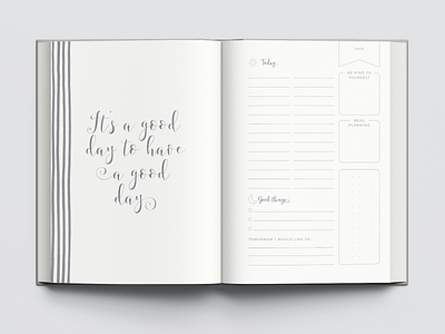 Daily diary page in yearly planner for Mama Journals book design layout design micro typography page layout print design typography