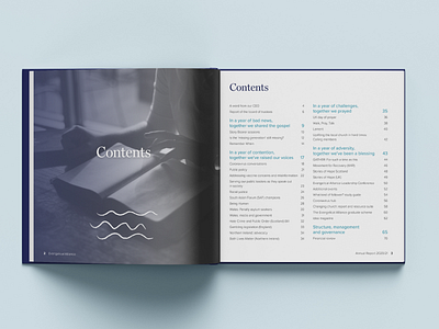 Contents page design for annual report design