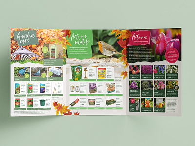 Autumn sales brochure for garden centre brochure layout design magazine print design sales brochure typography