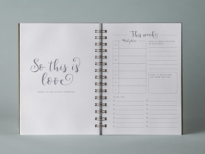 Daily journal planner with weekly page design diary design graphic design journal page layout planner design print design typography