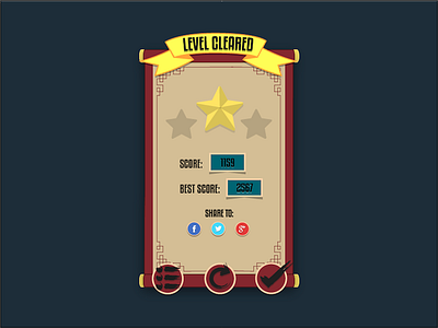 Mobile Game UI - Level Cleared Screen art cleared design game illustrator japan level mobile screen ui ux vector