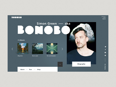 Bonobo Music Preview Page art direction artist blog blog header bonobo brand identity homepage homepage design logo music typography ui uidesign ux ux ui web website