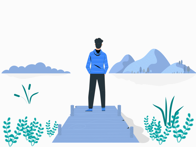 Alone Hiker Lottie Animation animate animation animator artwork boy girl branding for sell freedom gif hiking iconscout illustration json lottie animation motion designer motion graphics nature river ocean vector young
