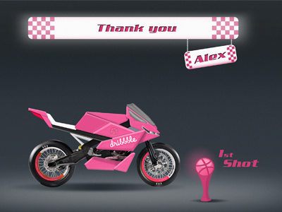 Thank You Alex for my 1st shot illustration motorcycle pink racing thank you