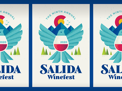 Salida Winefest bird colorado illustration poster wine