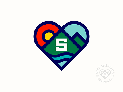 City of Salida Logo branding colorado design heart logo mountains river thick lines