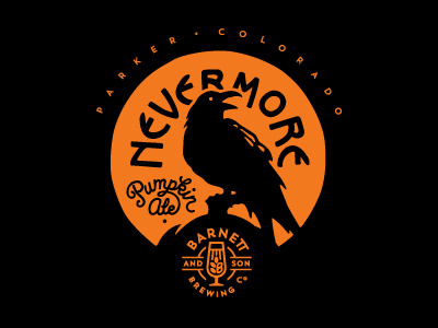 Nevermore Pumpkin Ale - Barnett & Son ale label pumpkin raven shirt