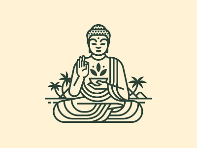 Amida apothecary buddha illustration lines logo maui