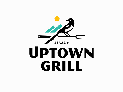 Uptown Grill bird colorado grill logo magpie mountains salida sun uptown