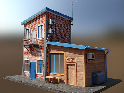 3D House with Coffee Shop