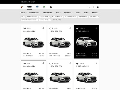 VW group ___ online store / Audi automotive car ecommerce online store ui ux web web app