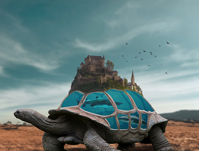 Turtle world art digital photoshop