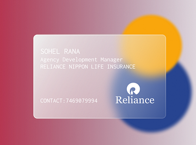 Glassmorphism Visiting Card branding design graphic design reliance reliance life insurance visiting card