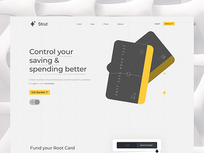 Fintech Light mode Landing page business card credeit card debit card design fintech light mode light ui productdesign saving sleek spending ui ux vector