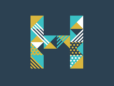 Patchwork dot h illustration lettering line type typography