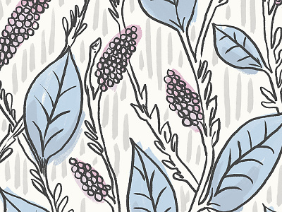 Climbing Botanical Pattern berry botanical floral fun hand drawn illustration leaf leaves lettering mark making mcad pattern