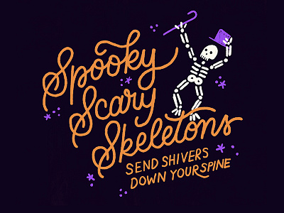 Spooky Scary Skeletons cane cool halloween illustration lettering scary skeleton skull spooky top hat