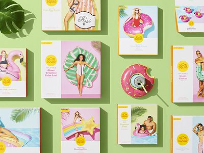 Sun Squad Packaging branding color hangtag packaging pool float summer sun logo