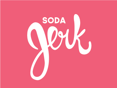 Soda Jerk Logo fountain gourmet governor jerk lettering logo packaging sans serif script soda