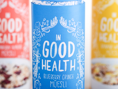 In Good Health Muesli | Final Package canister cereal illustration muesli packaging typography