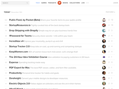Simpler Product Hunt lists typography