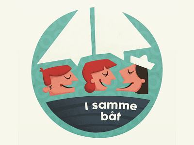 In the same boat boat flat grunge illustration talk