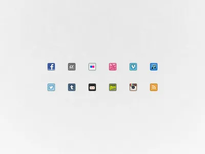 Social Icons adn alpha appdotnet deviantart dribbble facebook flickr github instagram itunes rss tumblr twitter vimeo