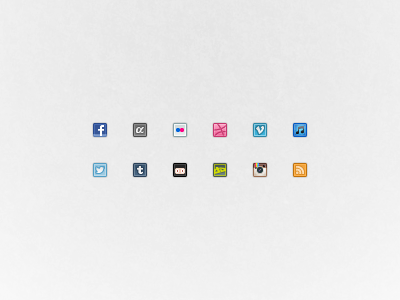 Social Icons adn alpha appdotnet deviantart dribbble facebook flickr github instagram itunes rss tumblr twitter vimeo