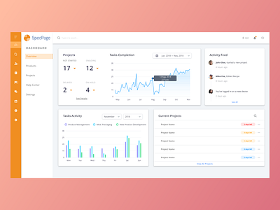 SpecPage – Dashboard Overview dashboard design desktop interface ui ux