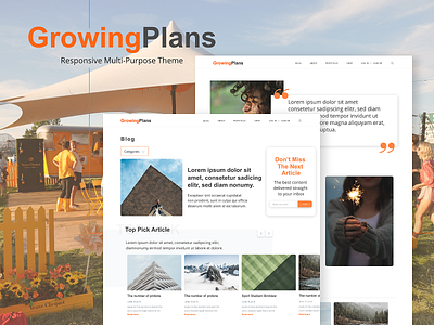 GrowingPlans - Multi-Purpose Theme blog concept design freebie homepage template ui ux